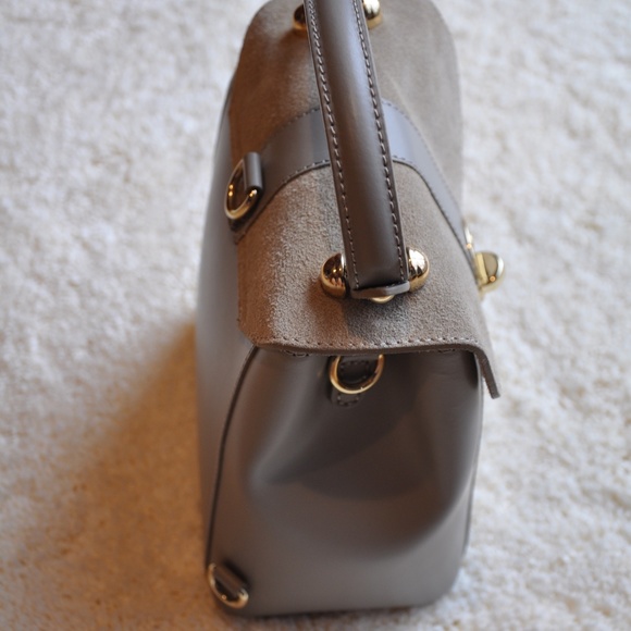 Gray Leather with Suede Stitching Backpack Purse main image 4
